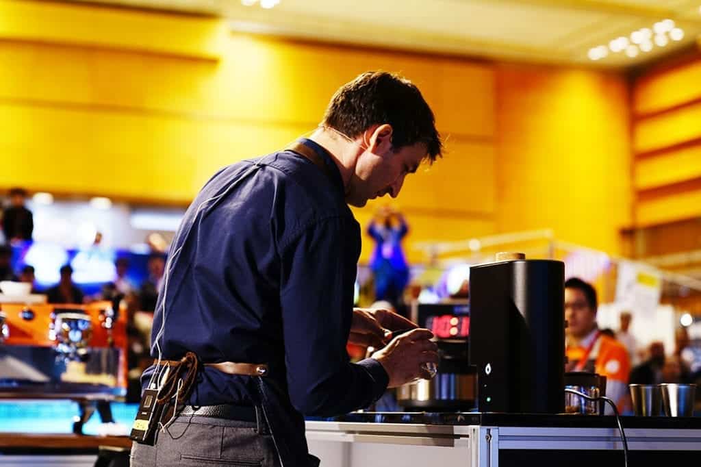 Andre Eiermann competing at the 2017 World Barista Champships using and IKAWA Sample Roaster